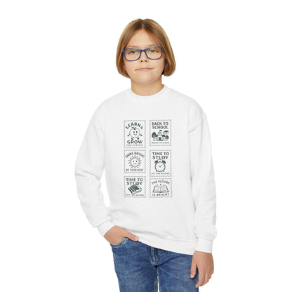 Youth Motivational Crewneck Sweatshirt, Back to School Gift, Study Motivation Apparel, Positive Quotes Sweatshirt, Comfortable Kids