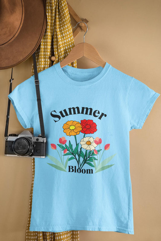 Summer Bloom T-Shirt - Floral Graphic Tee, Spring Style, Gift for Gardeners, Casual Wear, Summer Wardrobe Essential, Essential Outdoor Tee