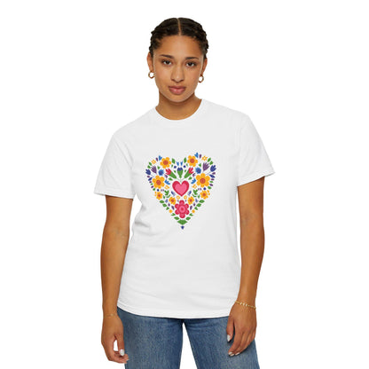 Floral Heart Unisex T-Shirt, Colorful Graphic Tee for Nature Lovers, Perfect for Spring Parties, Mother's Day Gift, Casual Everyday Wear
