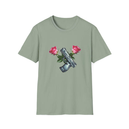 Gun and Rose Graphic Tee, Second Amendment Rights T-Shirt, Girls Just Wanna Have Guns Shirt, Pistol and Roses Design, 2A Rights Comfort