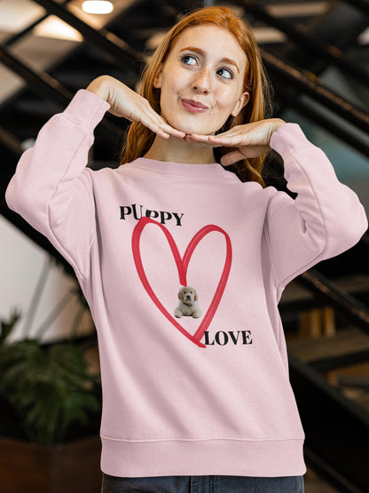 Puppy Love Sweatshirt - Cozy Gift for Dog Lovers, Cute Animal Apparel, Perfect for Pet Owners, Valentine's Day, Everyday Comfort