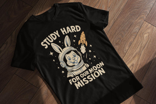 Astronaut Bunny Youth Tee, Study Hard Shirt, Back to School Gift for Students, Welcome Back T-Shirt, Back-to-School T-Shirt, Student Shirt