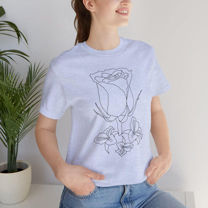 Elegant Floral Rose Tee, Minimalist T-Shirt, Gift for Her, Casual Wear, Spring Fashion, Birthday Gift, Nature Lover