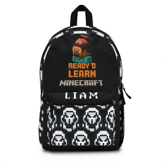 Minecraft Inspired Backpack, Personalized School Bag for Elementary & Middle School Kid, Custom Name Bag for Gamer Enthusiast Back-to-School