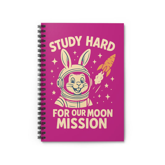 Astronaut Bunny Spiral Notebook - Study Hard for Our Moon Mission, Students Teachers STEM Gift Cute, Study Notes Planner Back to School