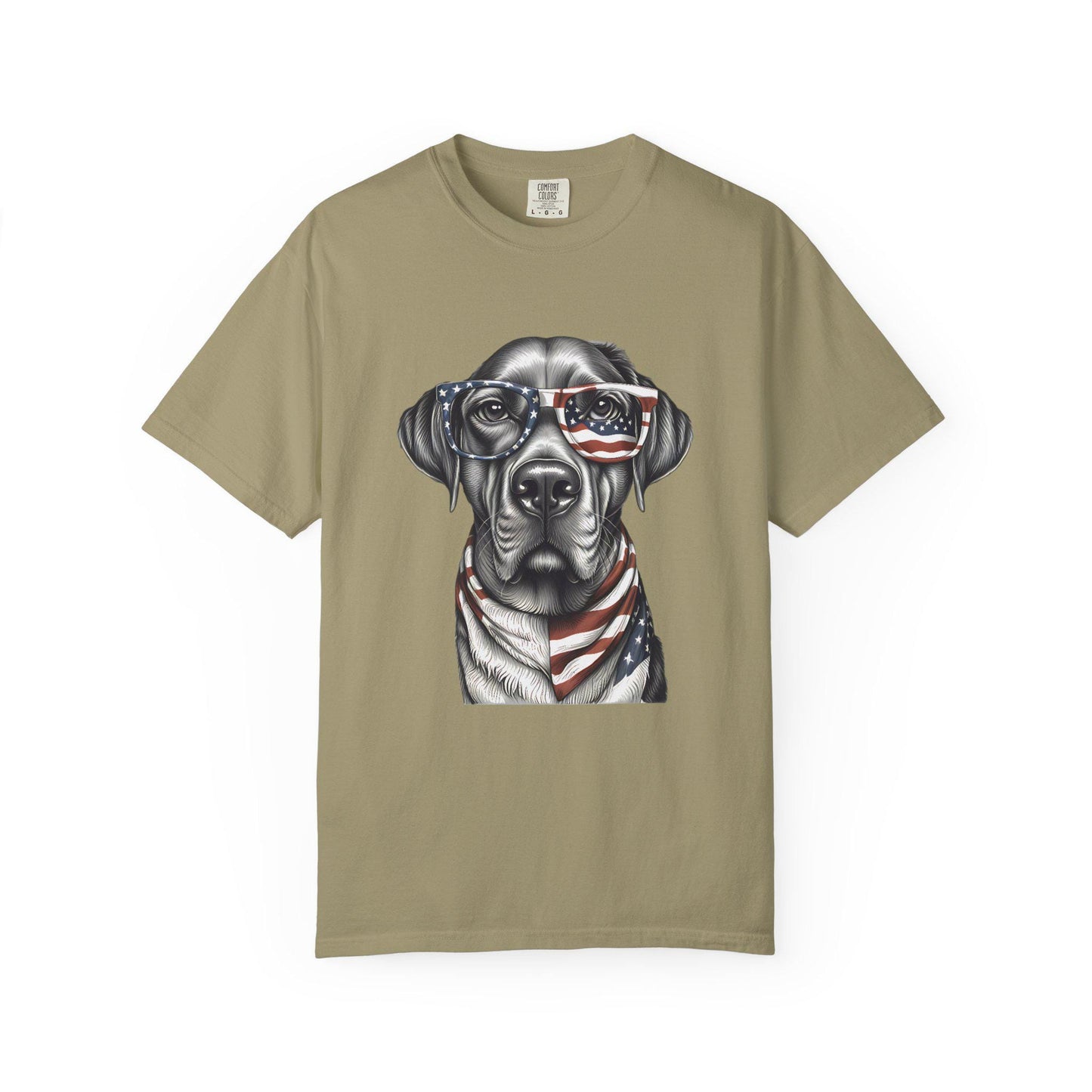 4th of July Dog T-Shirt, Men and Women Garment-Dyed Tee for July 4th, Summer BBQ, Independence Day, Red White Blue, Comfort Colors.