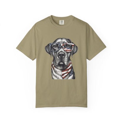 4th of July Dog T-Shirt, Men and Women Garment-Dyed Tee for July 4th, Summer BBQ, Independence Day, Red White Blue, Comfort Colors.