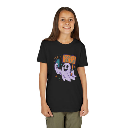 Boo-tiful Selfie Ghost Kids Tee, Halloween Shirt, Youth Tee for Boys and Boys, Spooky Kids Apparel, Fun Ghost Design, Back to School Apparel