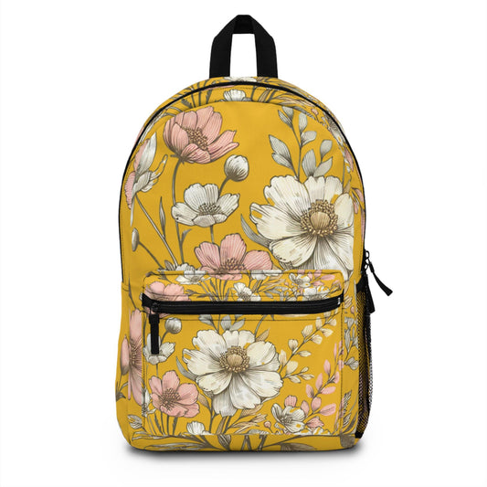 Boho Floral Backpack, Flower School Bag, Flower Print bag, Ideal for Elementary & Middle School Students, Back to School Supply for Students