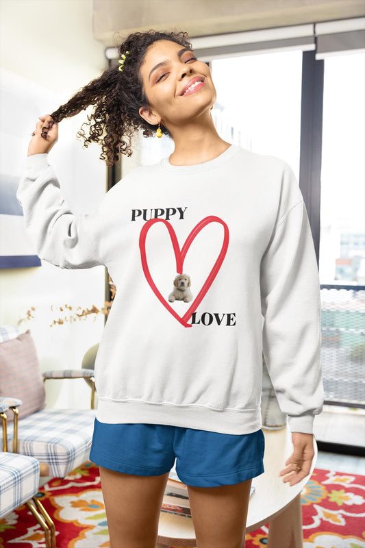 Puppy Love Sweatshirt - Cozy Gift for Dog Lovers, Cute Animal Apparel, Perfect for Pet Owners, Valentine's Day, Everyday Comfort