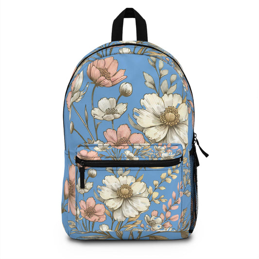 Boho Floral Backpack, Flower School Bag, Flower Print bag, Ideal for Elementary & Middle School Students, Back to School Supply for Students