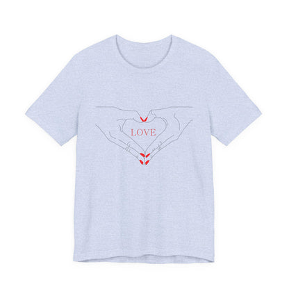 I Heart Love Hands Unisex Jersey Tee, Cute Couple Shirt, Gift for Her, Gift for Him, Valentine's Day Gift, Everyday Casual Wear