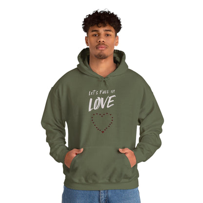 Let's Fall in Love Fun Flirty Hoodie, Fall Graphic Hooded Sweatshirt, Everyday Wear Cozy Hoodie, Cute Summer Top, Unisex Pullover Sweater