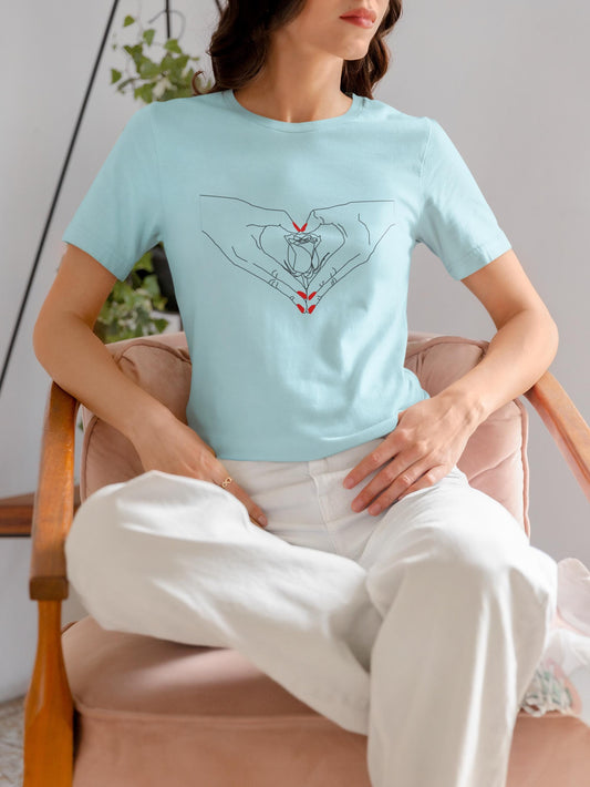 Heartfelt Unisex Jersey Tee - Perfect Gift for Valentine's Day, Casual Wear, Roses, Hand Heart, Trendy Style, Friendship, Thoughtful Present