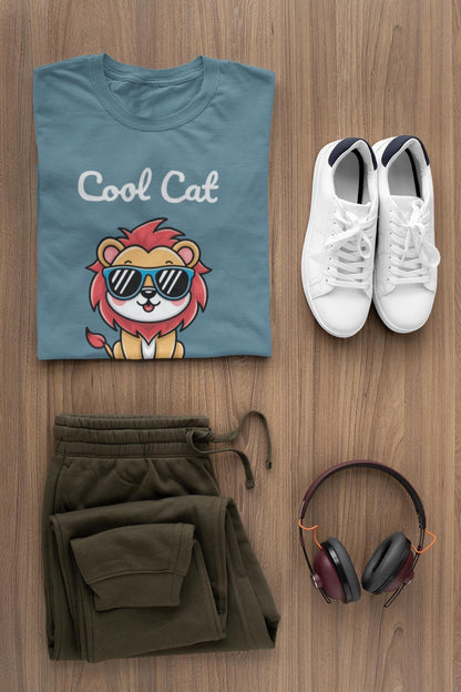 Cool Cat Kids Tee - Fun Animal Shirt, Gift for Children, Birthday Present, Cool Summer Wear, Cute Graphic Tee, Back to School Apparel