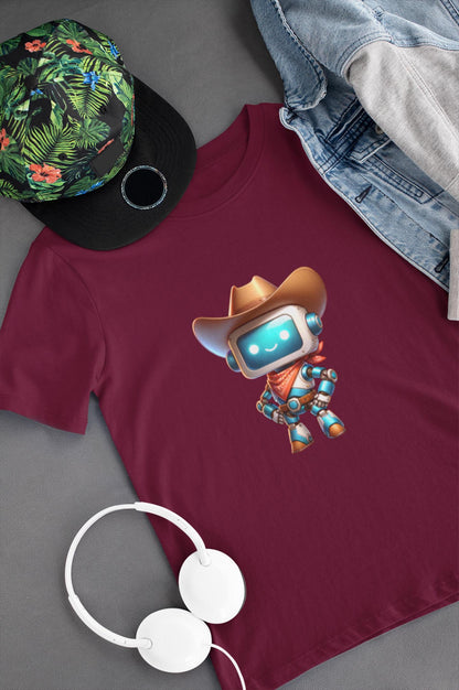 Cowboy Robot Youth Tee, Fun Kids T-Shirt, Cute Graphic Tee, Birthday Gift, Casual Wear, Summer Outfit, Screen Print Design, Back to School