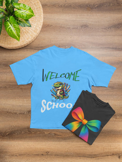 Welcome School  to School T-Shirt, Cute Dino Tee, Back to School Gift for Teachers, Welcome Back TShirt, Teacher Appreciation, Teacher Shirt