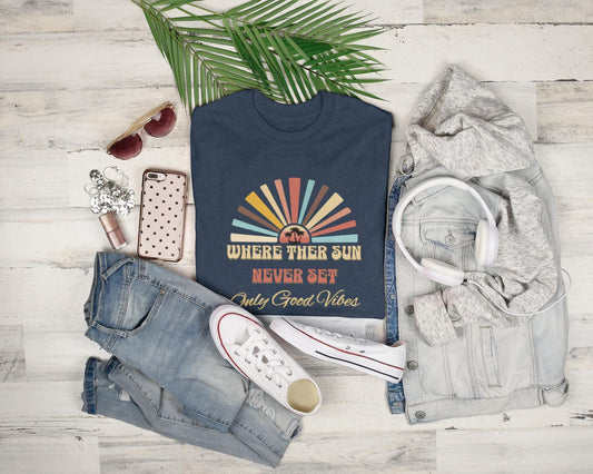 Sunshine Shirt, Summer Vibe Shirt, Everyday Comfort Colors, Only Good Vibes, Retro Sunset Rays Shirt, Weekend Style To, Unisex Casual Wear