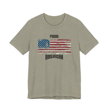 Proud American Graphic Tee, Unisex Short Sleeve Shirt, Patriotic Wear, USA Independence Day, Gift for Veterans, Casual Style