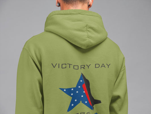 Victory Day Hoodie, Patriotic Sweatshirt, Comfy Casual Wear, Gift for Veterans, Independence Day Apparel, American Pride, Red White Blue