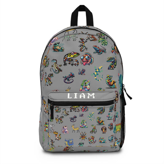 Animal Print Kids Backpack, Personalized School Bag for Elementary & Middle School Kids, Custom Name Bag for Gamer Enthusiast Back-to-School