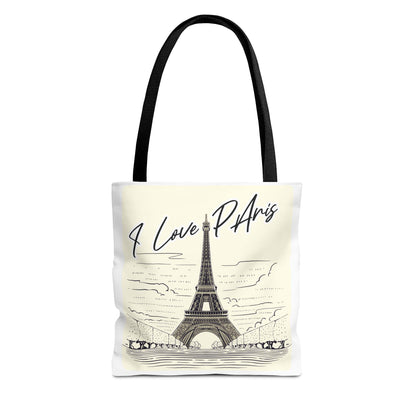 Parisian Love Tote Bag, AOP Shoulder Bag, Eco-friendly Canvas, Travel Accessory, Gift for Her, Day Out Essentials