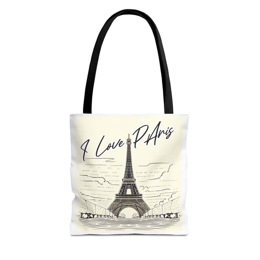 Parisian Love Tote Bag, AOP Shoulder Bag, Eco-friendly Canvas, Travel Accessory, Gift for Her, Day Out Essentials