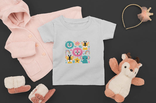 Colorful Animal Kids' Tee, Toddler T-Shirt, Cute Graphic Shirt, Fun Gift for Boys and Girls, Birthday Playtime Wear, Back to School Clothing