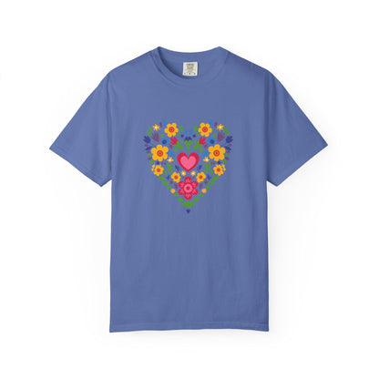 Floral Heart Unisex T-Shirt, Colorful Graphic Tee for Nature Lovers, Perfect for Spring Parties, Mother's Day Gift, Casual Everyday Wear