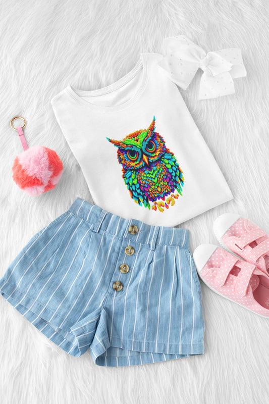Owl Kids Tee, Fun Graphic T-Shirt for Boys and Girls, Vibrant Owl Shirt, Creative Gift for Boys & Girls, Animal Lover Shirt, Owl T-Shirt