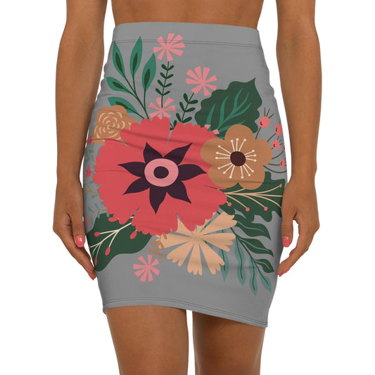 Floral Women's Mid-Waist Pencil Skirt, Chic Design for Everyday, Office Wear, Floral Fashion Statement, Gift for Her, Fun Spring Summer Wear