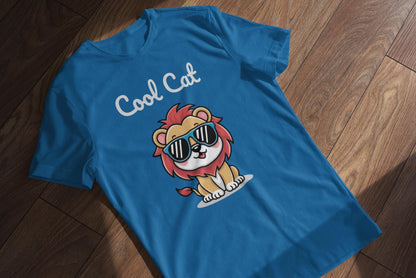Cool Cat Kids Tee - Fun Animal Shirt, Gift for Children, Birthday Present, Cool Summer Wear, Cute Graphic Tee, Back to School Apparel