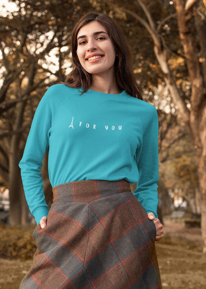 Eiffel in Love Unisex Sweatshirt, Fun Playful Summer Beach Sweatshirt, Flirty French Kiss Top, Paris Vacation Shirt,  Parisian for Him/Her