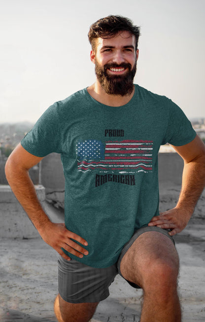 Proud American Graphic Tee, Unisex Short Sleeve Shirt, Patriotic Wear, USA Independence Day, Gift for Veterans, Casual Style