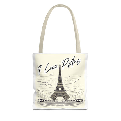 Parisian Love Tote Bag, AOP Shoulder Bag, Eco-friendly Canvas, Travel Accessory, Gift for Her, Day Out Essentials