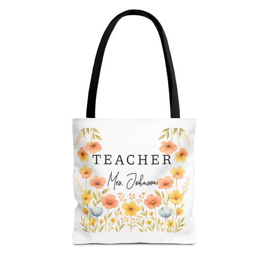 Personalized Teacher Name Tote Bag - Perfect Gift for Educators, Back to School, Classroom Essential, Teacher Appreciation, Eco-Friendly Bag