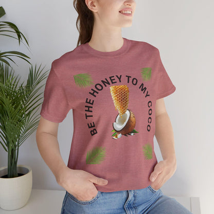 Honey to My Coco Tee | Short Sleeve T-Shirt | Beach Vibes, Casual Wear, Summer Outfit, Gift for Friends, Tropical Style, Fun Flirty Tee
