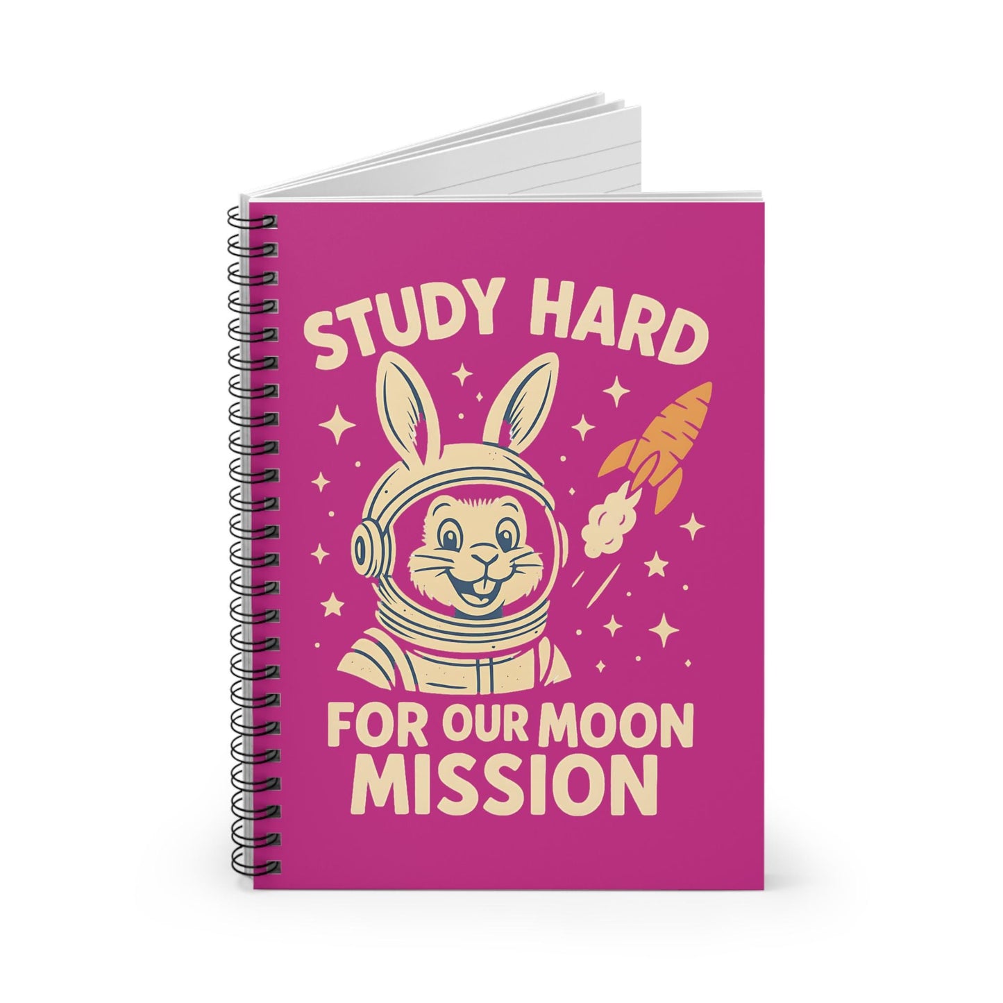 Astronaut Bunny Spiral Notebook - Study Hard for Our Moon Mission, Students Teachers STEM Gift Cute, Study Notes Planner Back to School