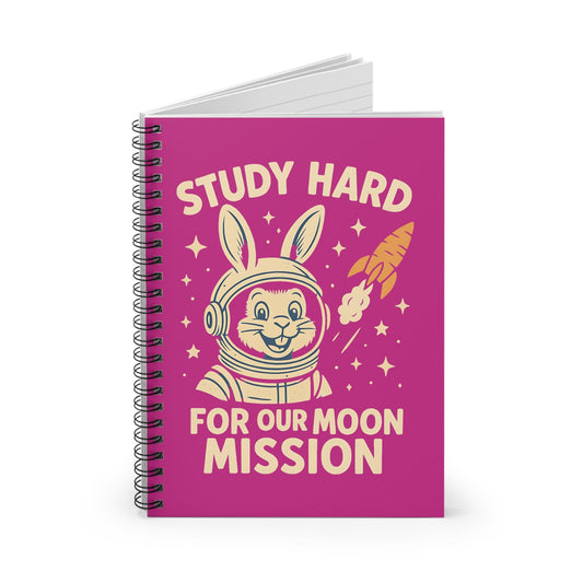 Astronaut Bunny Spiral Notebook - Study Hard for Our Moon Mission, Students Teachers STEM Gift Cute, Study Notes Planner Back to School