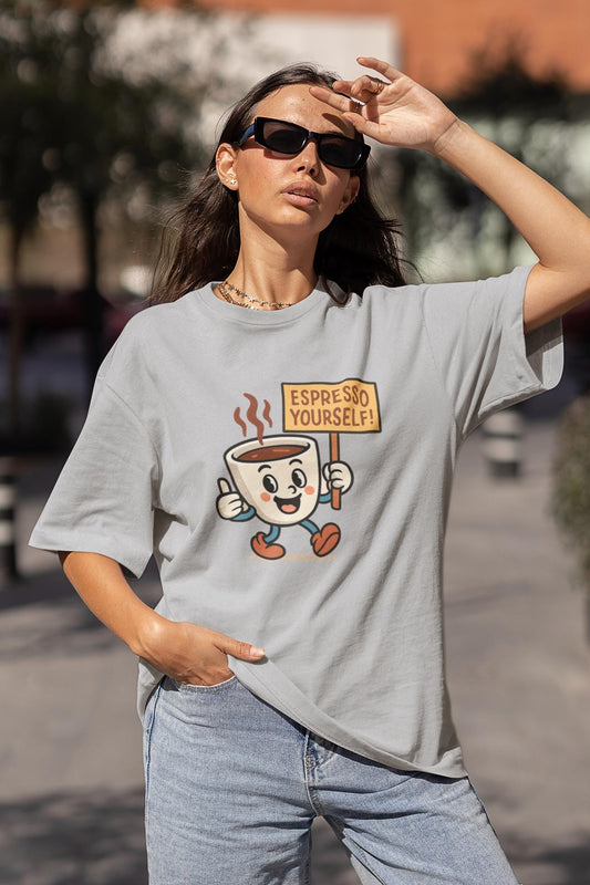 Espresso Yourself T-Shirt, Fun Coffee Tee, Casual Tee for Baristas, Quirky Drink Humor Tee, Espresso Espresso Drinker Gift, Iced Espresso