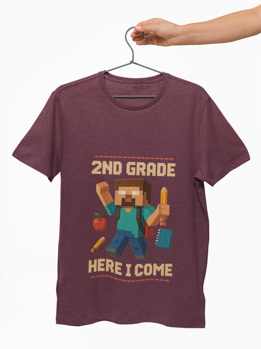 2nd Grade Here I Come Tee, Kids Cotton T-Shirt, Funny Back to School Children's T-Shirt Gift, Kids Birthday Present for Fisrt Day of School