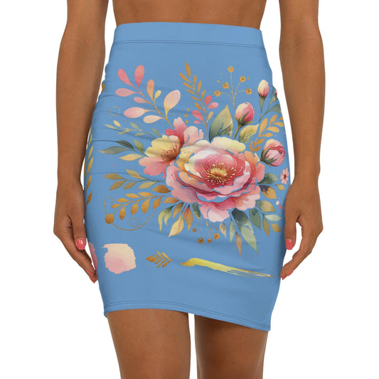 Floral Women's Mid-Waist Pencil Skirt, Chic Design for Everyday, Office Wear, Floral Fashion Statement, Gift for Her, Fun Spring Summer Wear