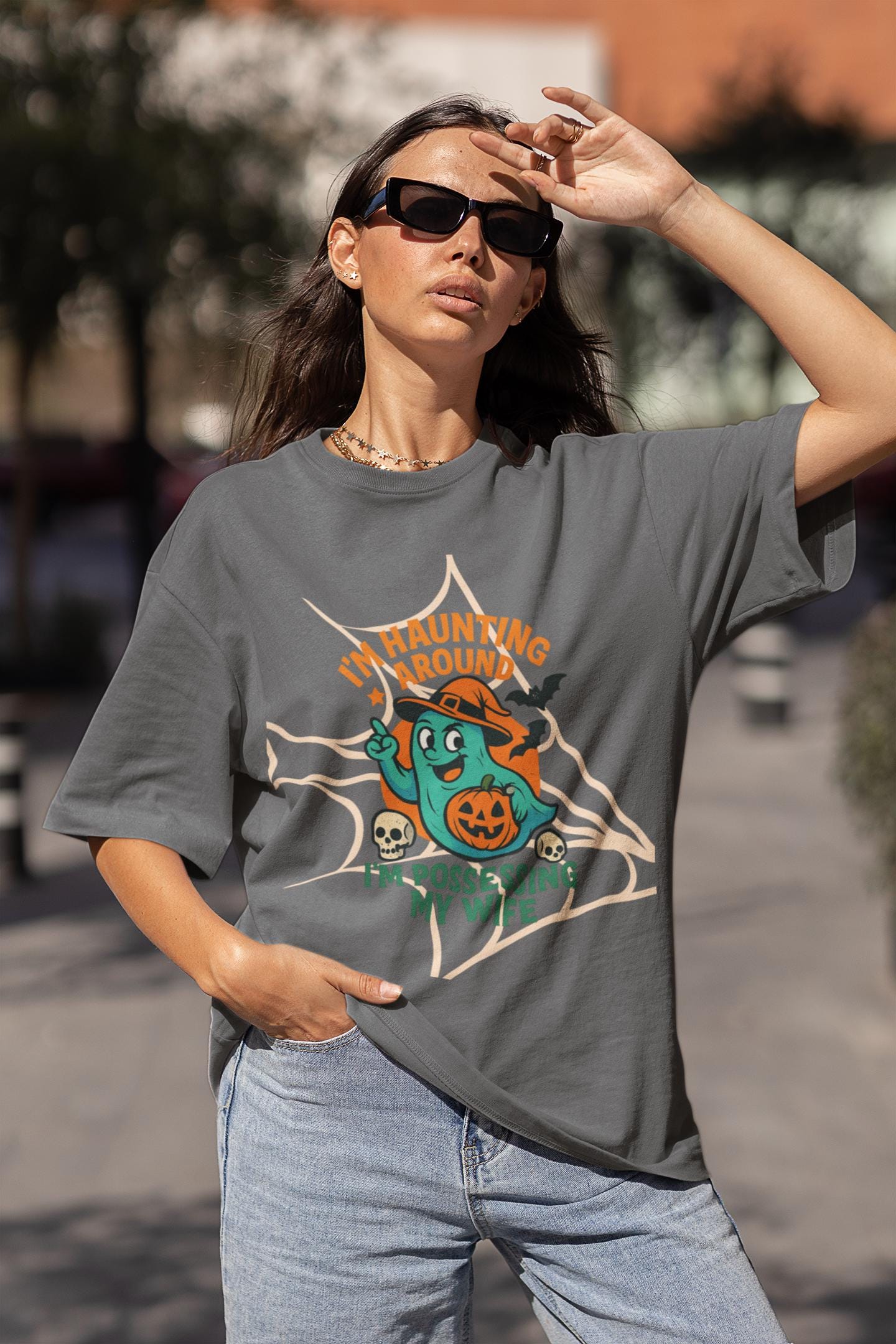 Spooky Humor T-Shirt, Halloween Tee, Ghost Graphic Shirt, Funny Couple Shirt, Haunting Apparel, Halloween Couple Cheating Meme T-Shirt