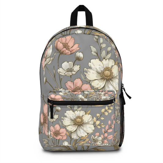 Boho Floral Backpack, Flower School Bag, Flower Print bag, Ideal for Elementary & Middle School Students, Back to School Supply for Students