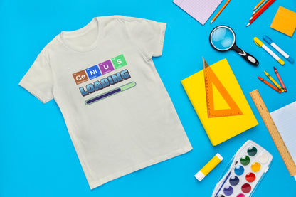 Genius Loading T-Shirt, Funny Science Shirt, Graphic Tee Gift for Students, Comfort Colors Casual Wear, Fun Back to School Nerdy Tee, Unisex
