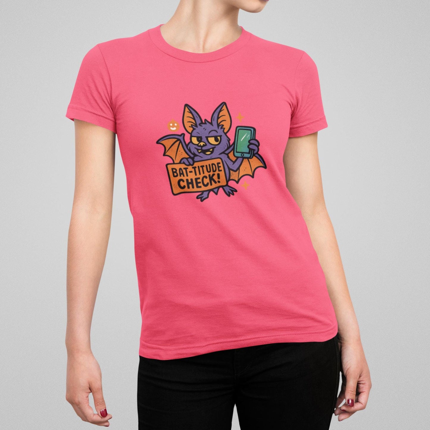 Funny Youth Tee with Batitude Check Design, Kids Halloween Shirt, Bat Shirt for Children, Cute Halloween Outfit, Gift for Halloween Party