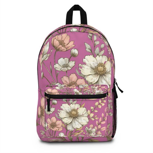 Boho Floral Backpack, Flower School Bag, Flower Print bag, Ideal for Elementary & Middle School Students, Back to School Supply for Students