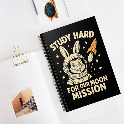 Astronaut Bunny Spiral Notebook - Study Hard for Our Moon Mission, Students Teachers STEM Gift Cute, Study Notes Planner Back to School