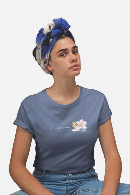 Whimsical Floral Butterfly T-Shirt, Nature Lover Shirt, Everyday Casual Tee, Gift for Her, Spring Fashion Top, Eco-friendly Apparel