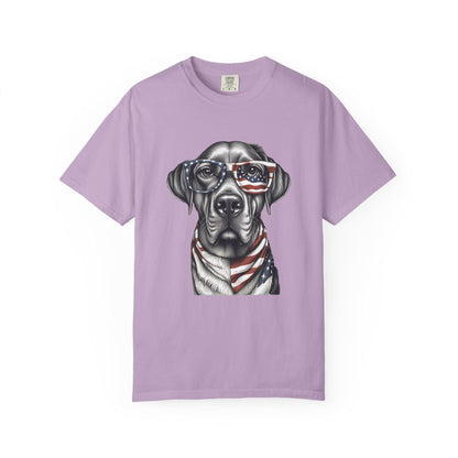 4th of July Dog T-Shirt, Men and Women Garment-Dyed Tee for July 4th, Summer BBQ, Independence Day, Red White Blue, Comfort Colors.